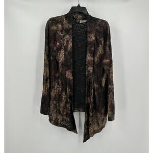 Chicos Womens Open Front Cardigan Size 2 US‎ L Metallic Sheer Lightweight Drape